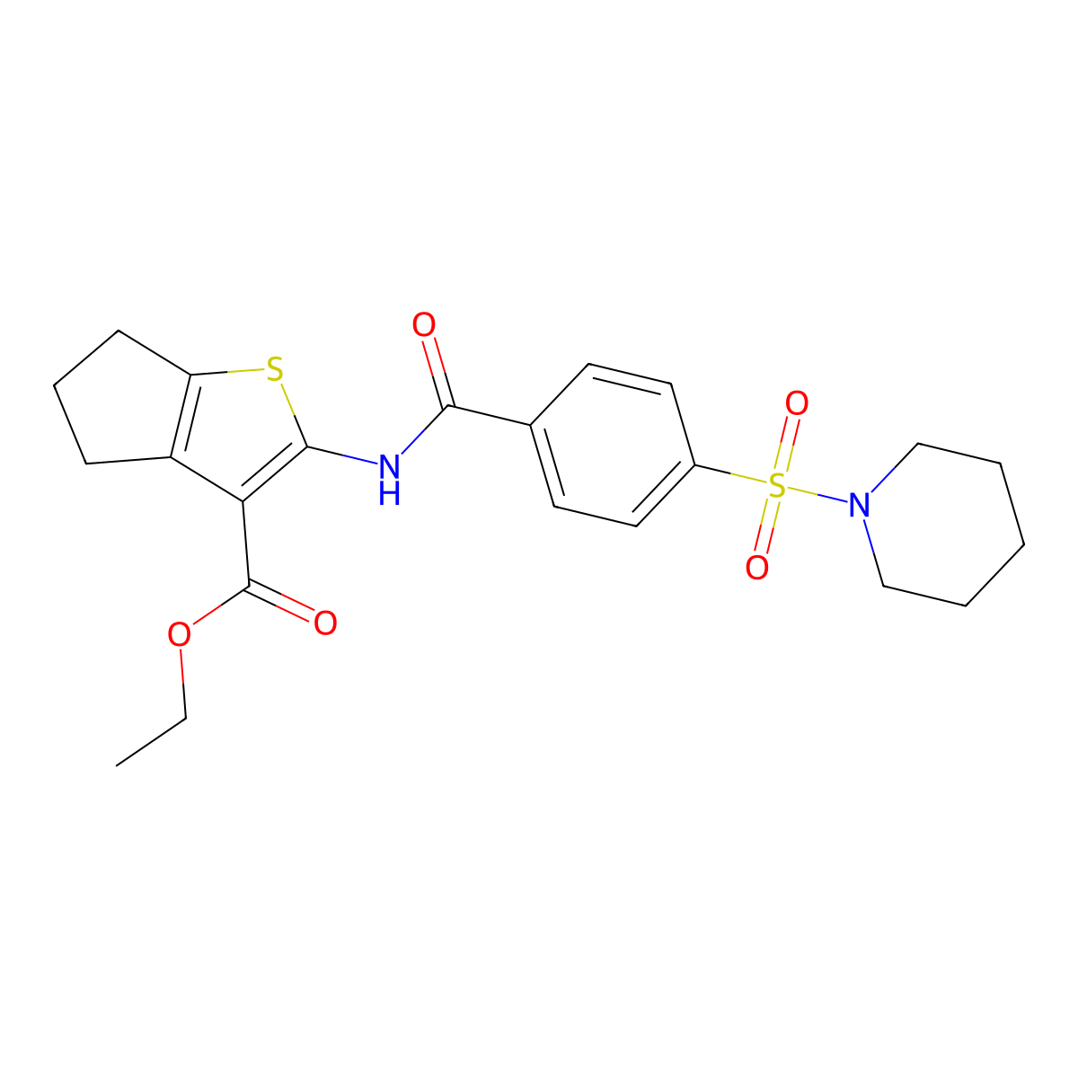 ethyl 2-(4-(piperidin-1-ylsulfonyl)benzamido)-5,6-dihydro-4H-cyclopenta[b]thiophene-3-carboxylate molecular structure, CAS 308293-03-0