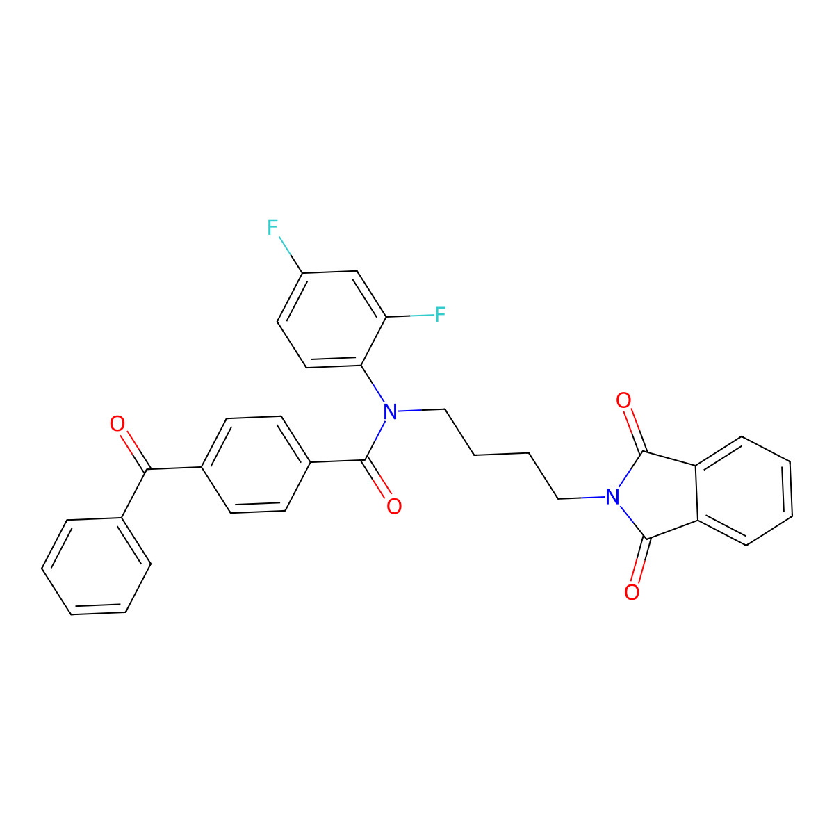 4-benzoyl-N-(2,4-difluorophenyl)-N-(4-(1,3-dioxoisoindolin-2-yl)butyl)benzamide molecular structure, CAS 308293-10-9
