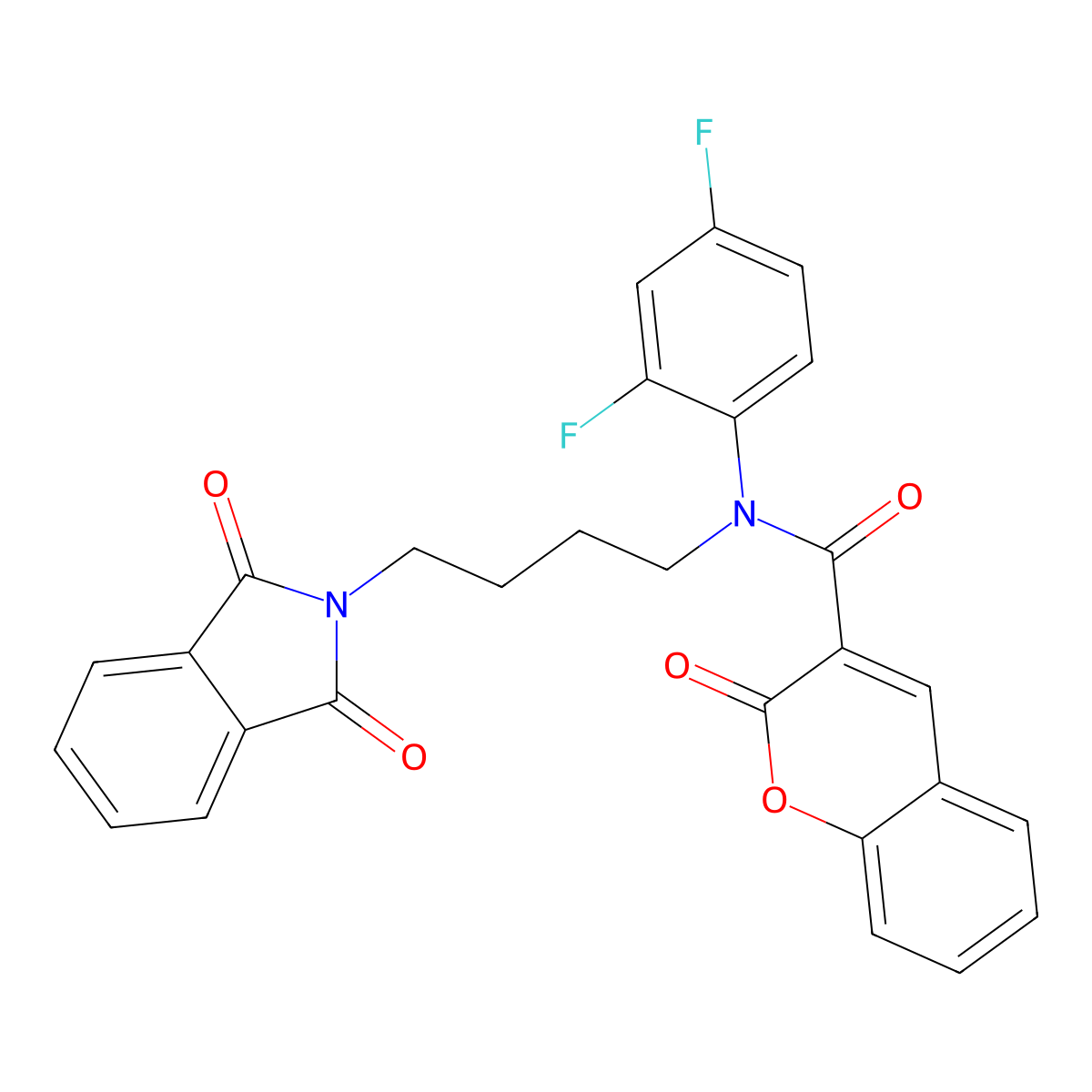 N-(2,4-difluorophenyl)-N-[4-(1,3-dioxo-1,3-dihydro-2H-isoindol-2-yl)butyl]-2-oxo-2H-chromene-3-carboxamide molecular structure, CAS 308293-11-0