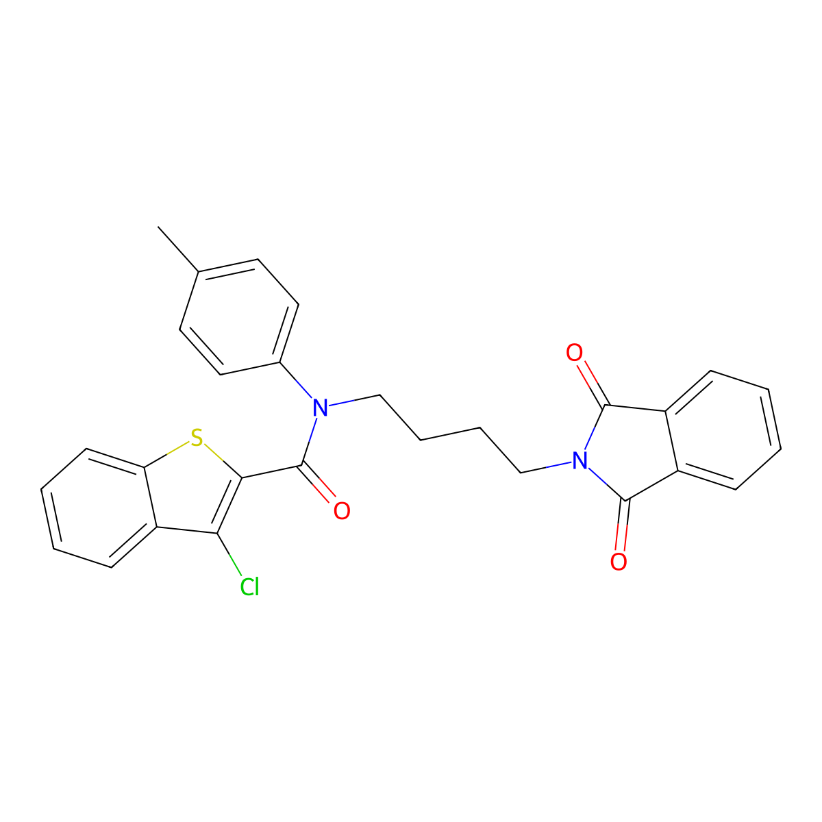 3-chloro-N-(4-(1,3-dioxoisoindolin-2-yl)butyl)-N-(p-tolyl)benzo[b]thiophene-2-carboxamide molecular structure, CAS 308293-12-1