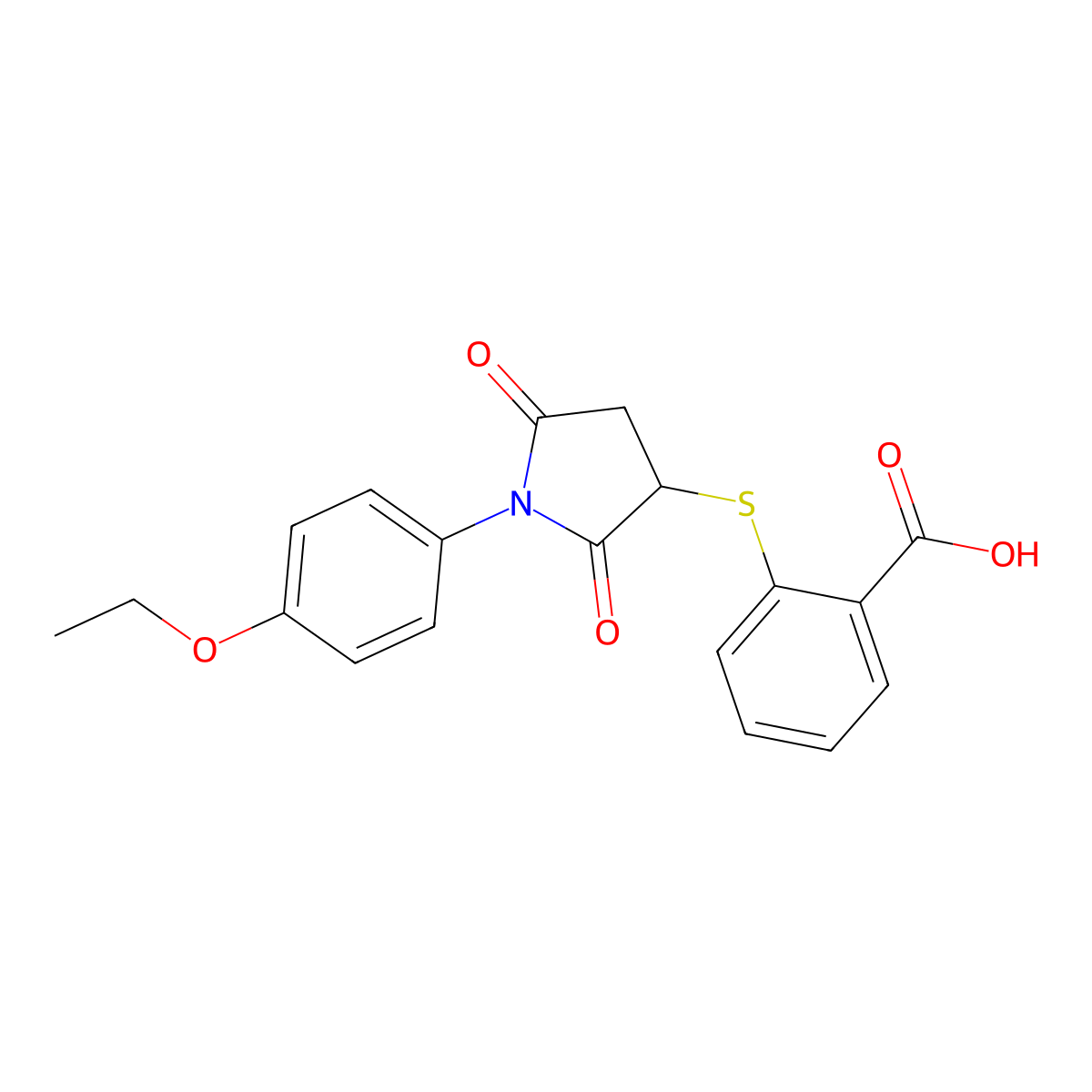 2-{[1-(4-Ethoxyphenyl)-2,5-dioxopyrrolidin-3-yl]sulfanyl}benzoic acid molecular structure, CAS 308293-17-6