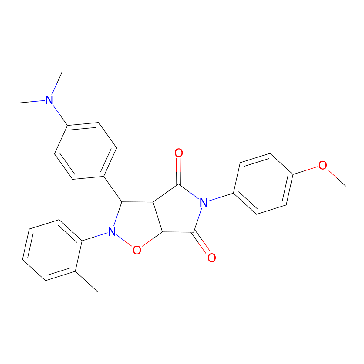 3-(4-(dimethylamino)phenyl)-5-(4-methoxyphenyl)-2-(o-tolyl)dihydro-2H-pyrrolo[3,4-d]isoxazole-4,6(5H,6aH)-dione molecular structure, CAS 308293-32-5