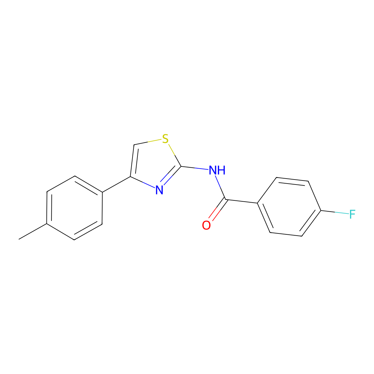 4-fluoro-N-[4-(4-methylphenyl)-1,3-thiazol-2-yl]benzamide molecular structure, CAS 308293-47-2