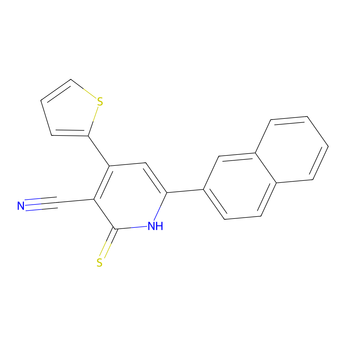 6-(2-Naphthyl)-4-(2-thienyl)-2-thioxo-1,2-dihydro-3-pyridinecarbonitrile molecular structure, CAS 308293-73-4
