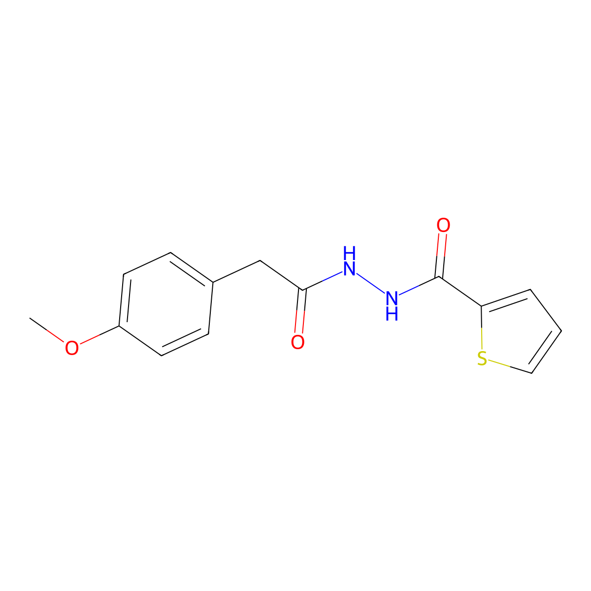 N'-[2-(4-methoxyphenyl)acetyl]-2-thiophenecarbohydrazide molecular structure, CAS 308293-95-0