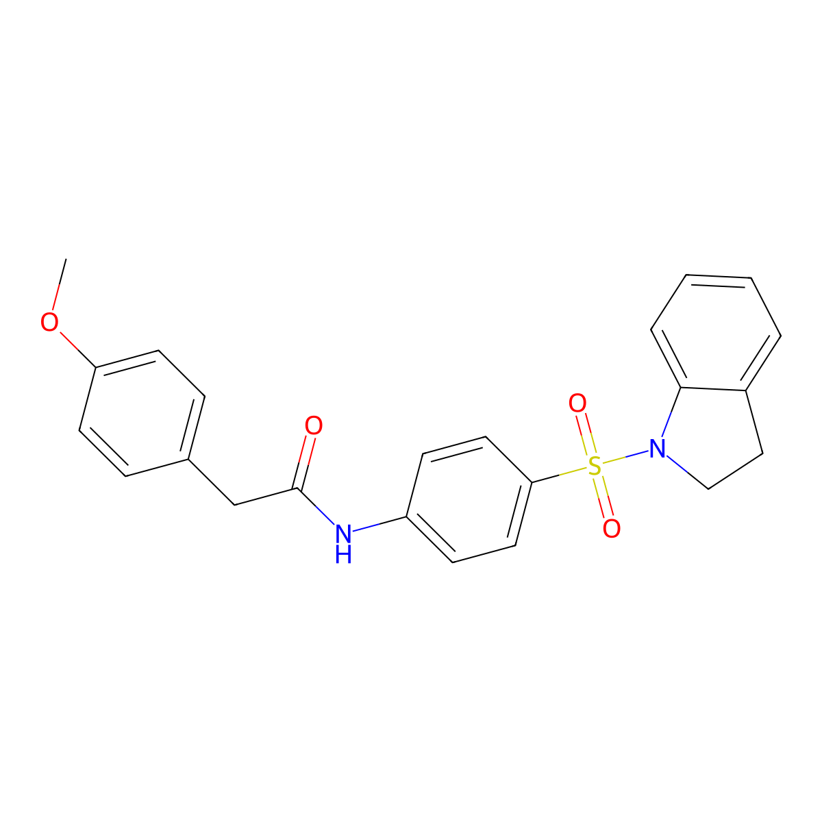 N-[4-(2,3-dihydro-1H-indol-1-ylsulfonyl)phenyl]-2-(4-methoxyphenyl)acetamide molecular structure, CAS 308294-01-1