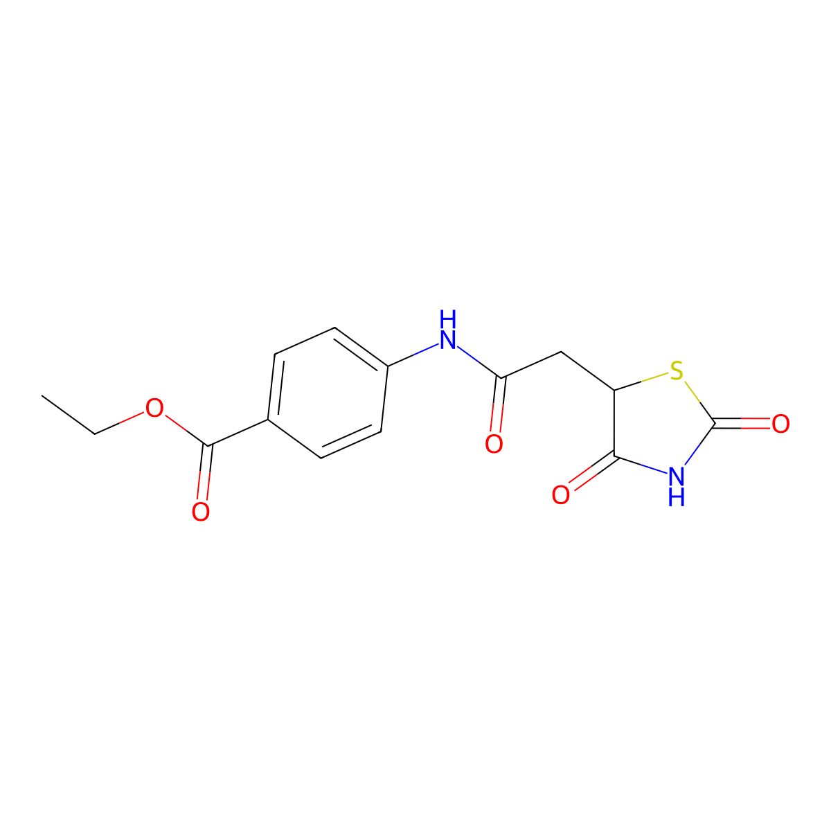 Ethyl 4-[2-(2,4-dioxo-1,3-thiazolidin-5-yl)acetamido]benzoate molecular structure, CAS 308294-47-5