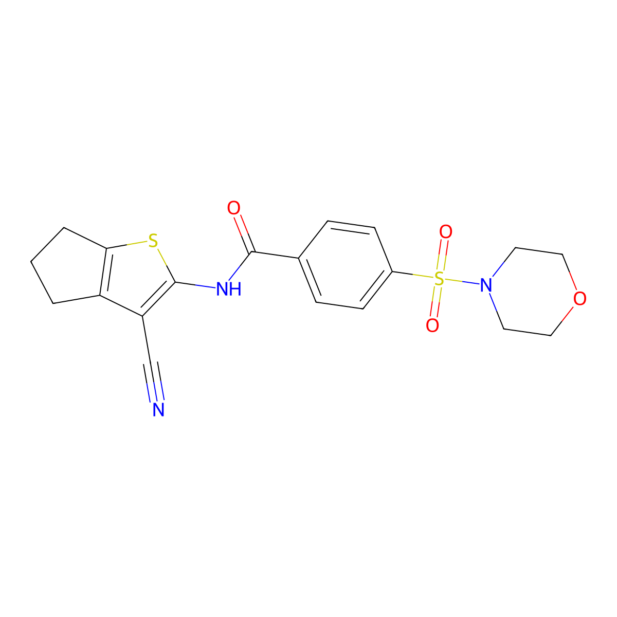 N-(3-cyano-5,6-dihydro-4H-cyclopenta[b]thiophen-2-yl)-4-(morpholinosulfonyl)benzamide molecular structure, CAS 308294-56-6