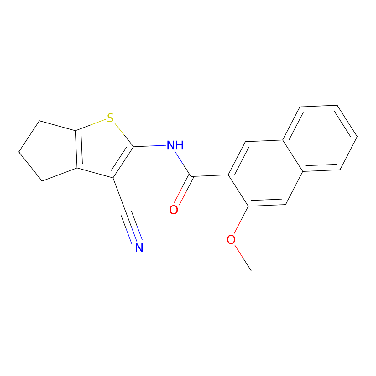 N-(3-cyano-5,6-dihydro-4H-cyclopenta[b]thiophen-2-yl)-3-methoxynaphthalene-2-carboxamide molecular structure, CAS 308294-57-7