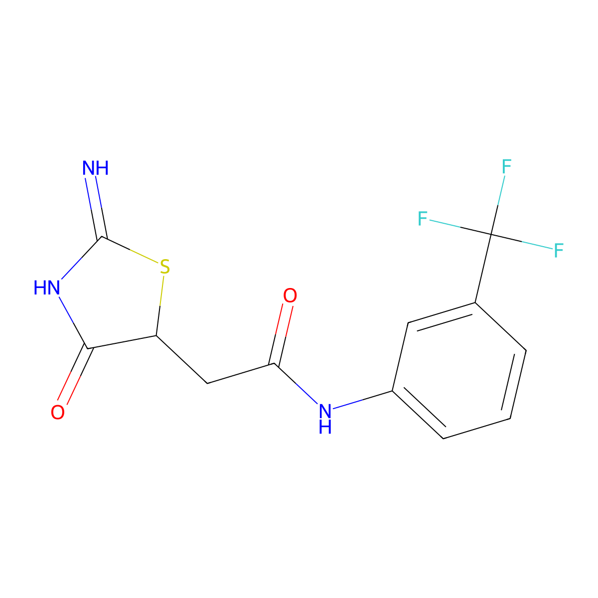 2-(2-imino-4-oxothiazolidin-5-yl)-N-(3-(trifluoromethyl)phenyl)acetamide molecular structure, CAS 308294-69-1