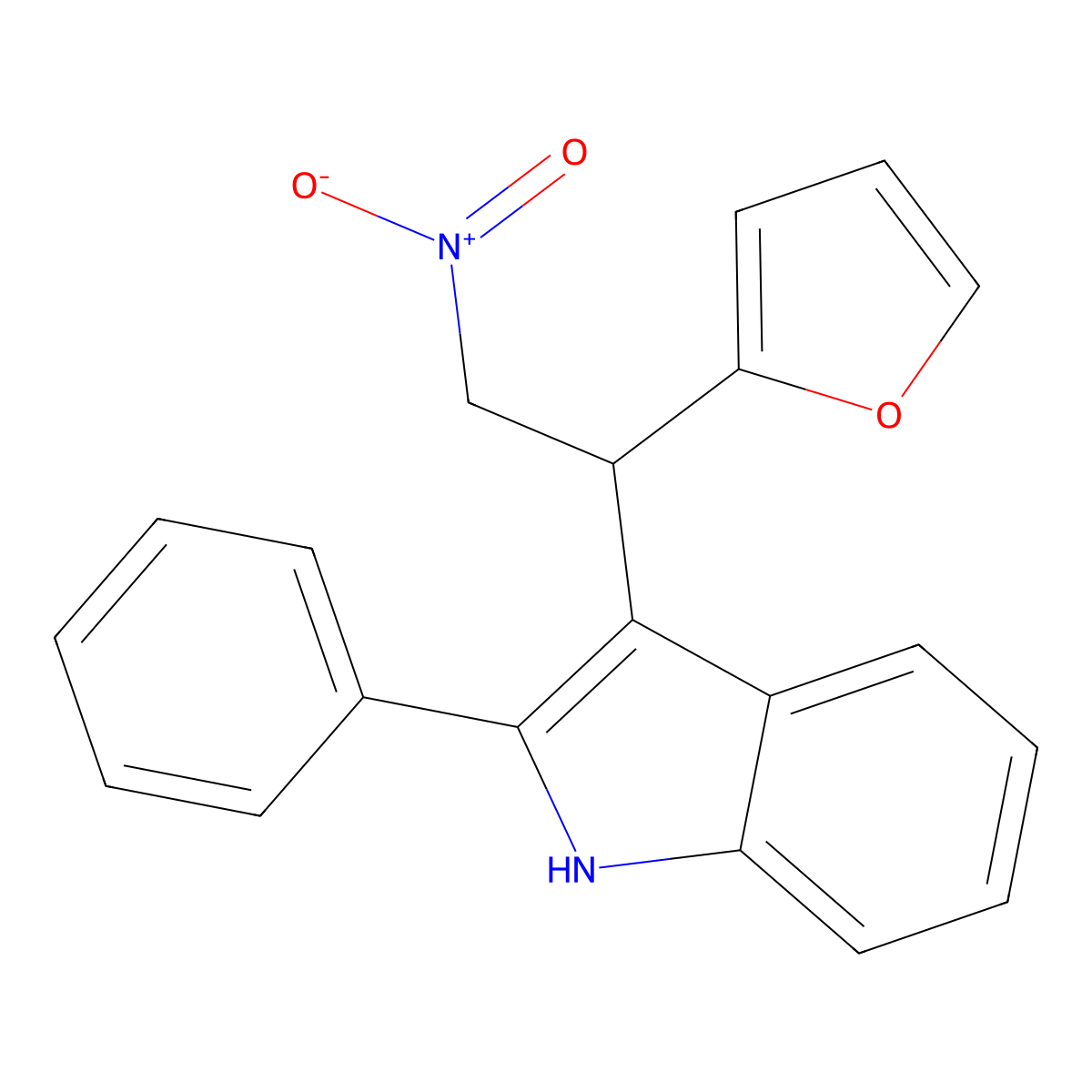 3-[1-(furan-2-yl)-2-nitroethyl]-2-phenyl-1H-indole molecular structure, CAS 308294-72-6