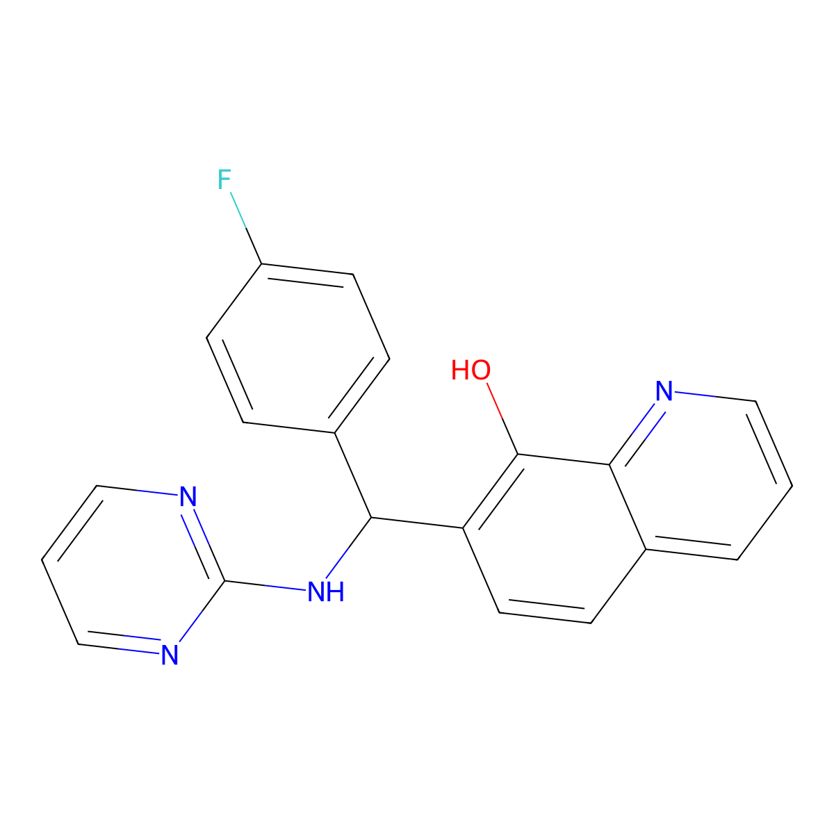 7-[(4-Fluorophenyl)(pyrimidin-2-ylamino)methyl]quinolin-8-ol molecular structure, CAS 308294-73-7