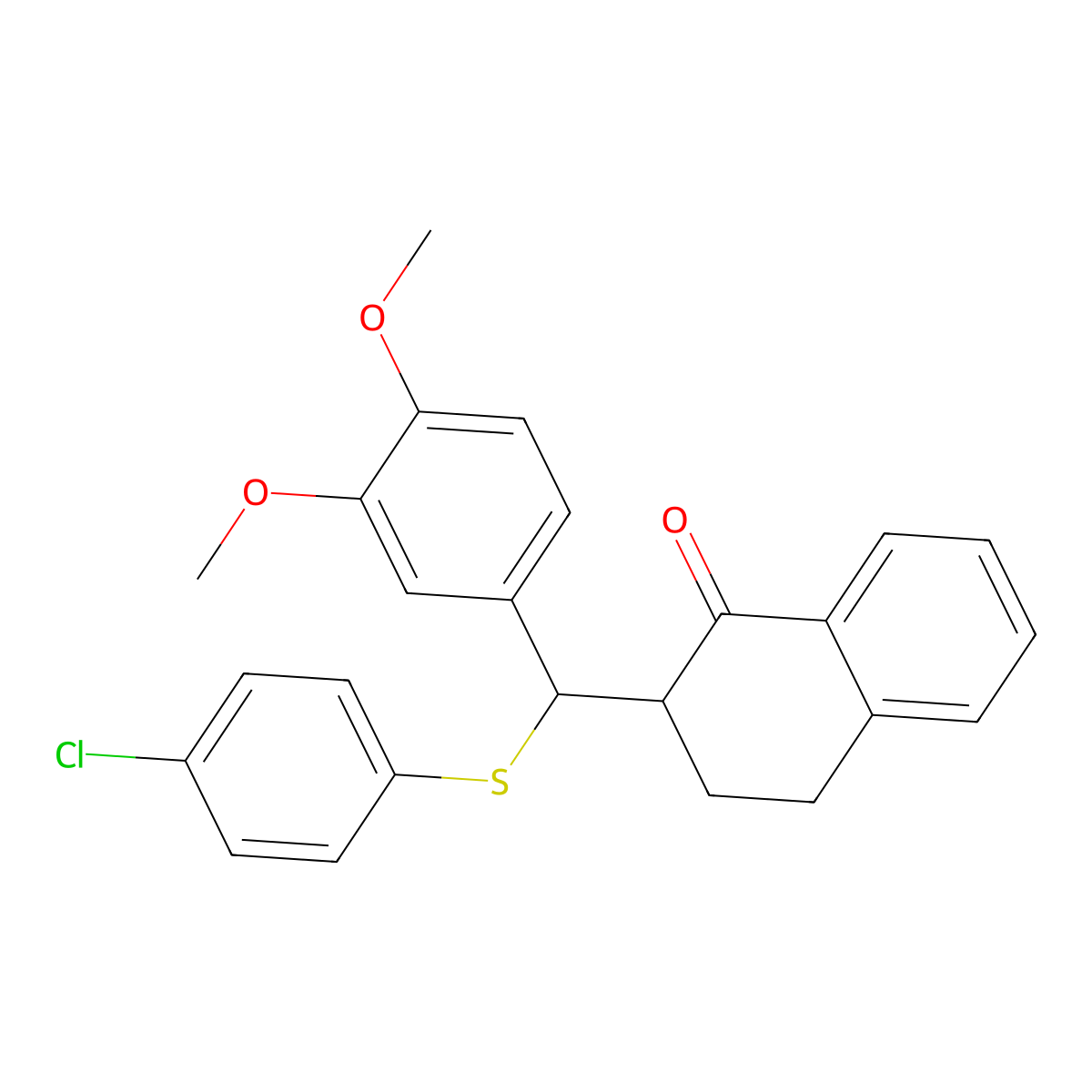 2-(((4-chlorophenyl)thio)(3,4-dimethoxyphenyl)methyl)-3,4-dihydronaphthalen-1(2H)-one molecular structure, CAS 308294-74-8