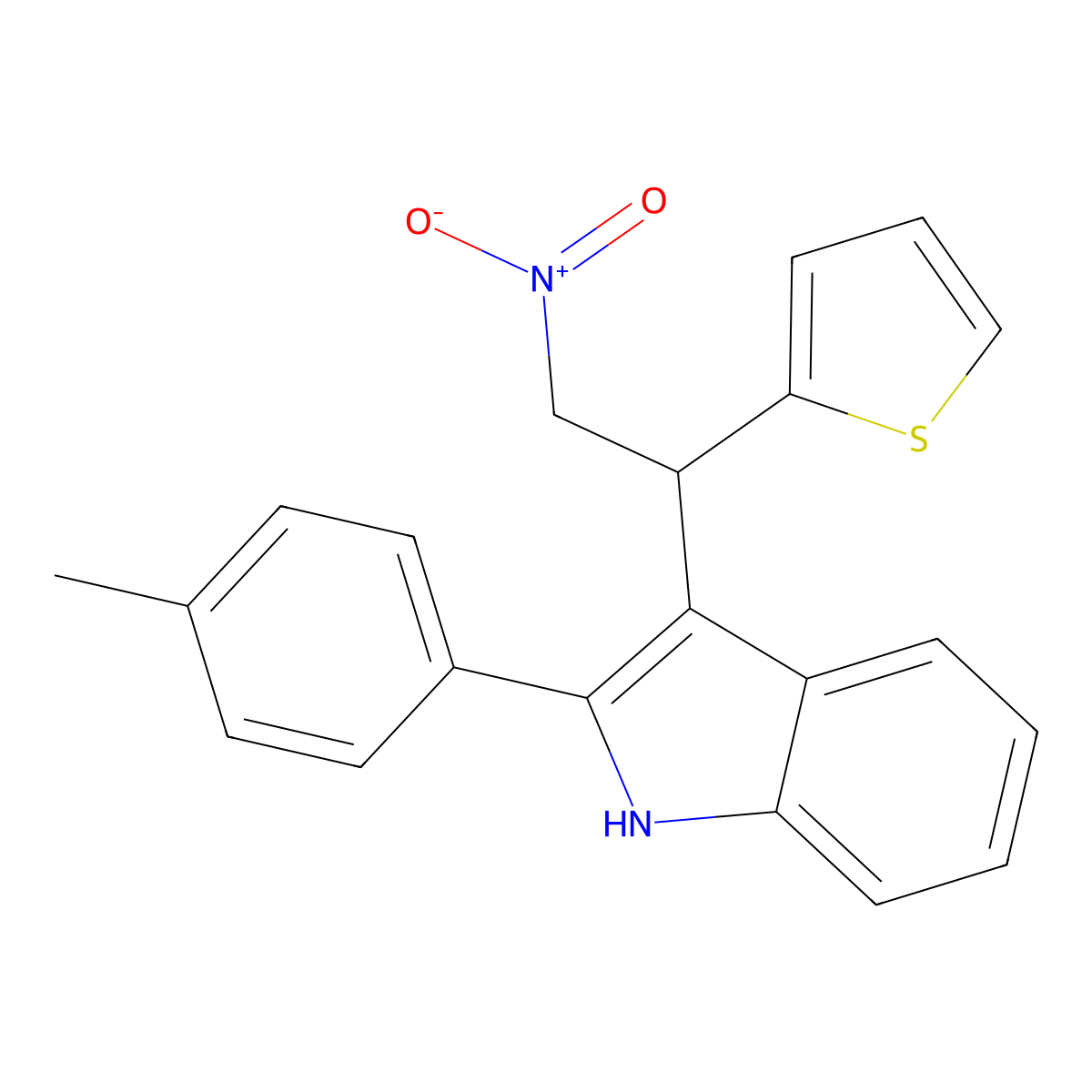 2-(4-methylphenyl)-3-[2-nitro-1-(thiophen-2-yl)ethyl]-1H-indole molecular structure, CAS 308294-77-1