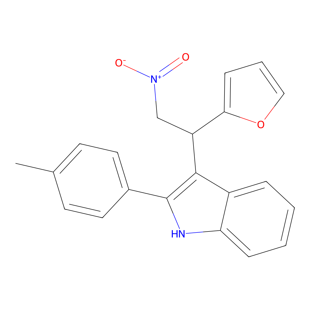 3-[1-(furan-2-yl)-2-nitroethyl]-2-(4-methylphenyl)-1H-indole molecular structure, CAS 308294-78-2