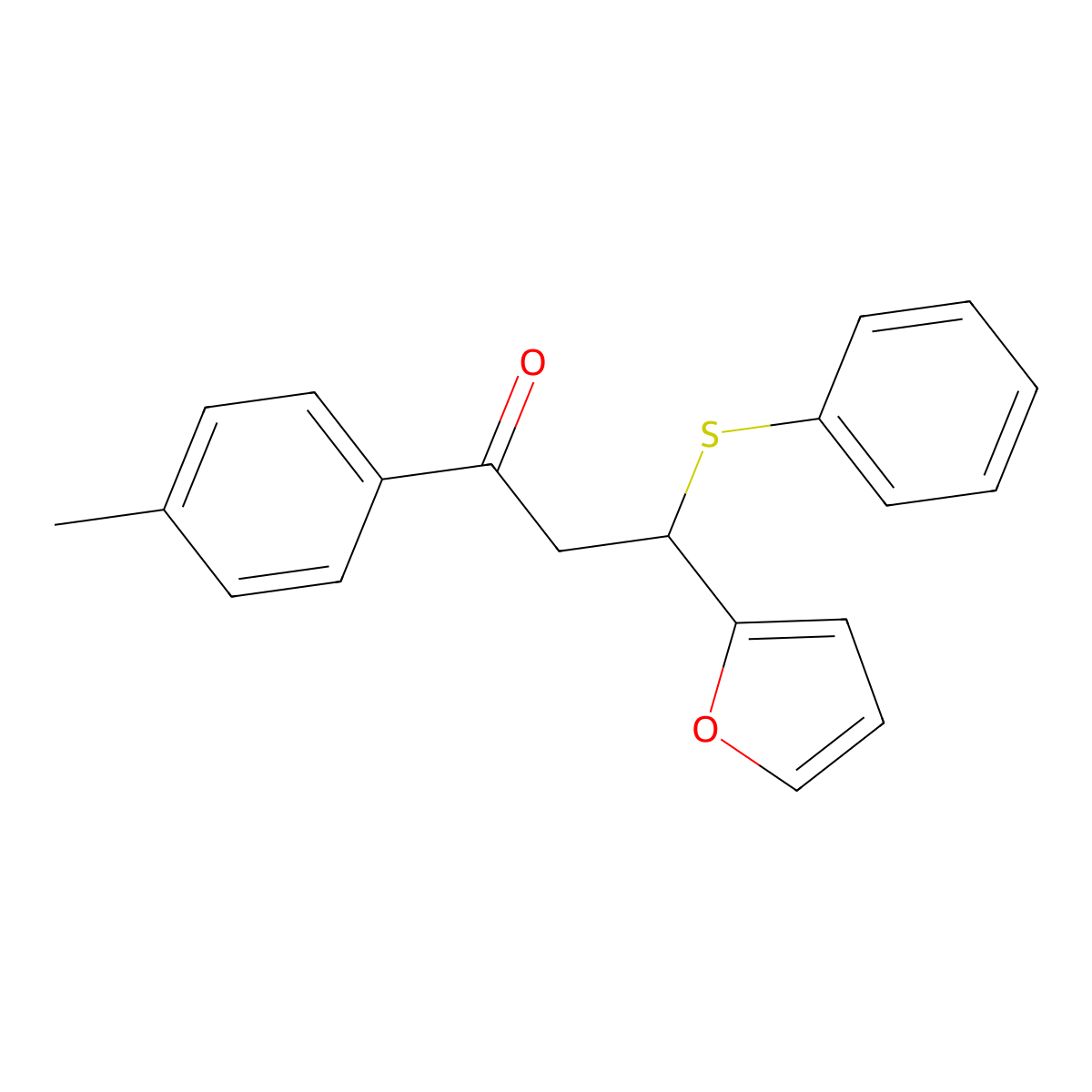 3-(Furan-2-yl)-1-(4-methylphenyl)-3-(phenylsulfanyl)propan-1-one molecular structure, CAS 308294-84-0