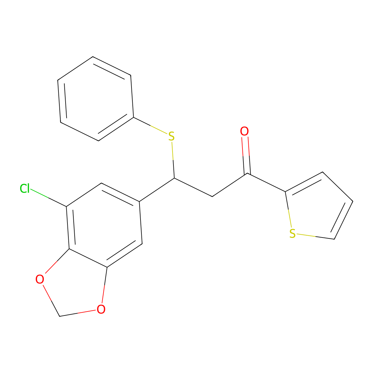 3-(7-Chloro-1,3-benzodioxol-5-yl)-3-(phenylsulfanyl)-1-(thiophen-2-yl)propan-1-one molecular structure, CAS 308294-88-4