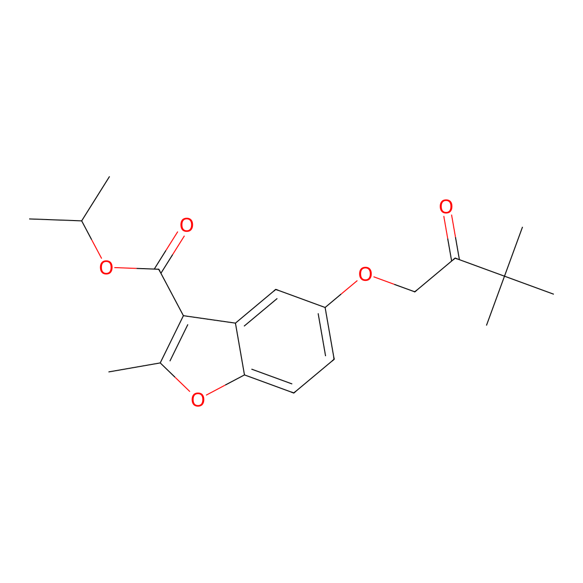Propan-2-yl 5-(3,3-dimethyl-2-oxobutoxy)-2-methyl-1-benzofuran-3-carboxylate molecular structure, CAS 308295-17-2