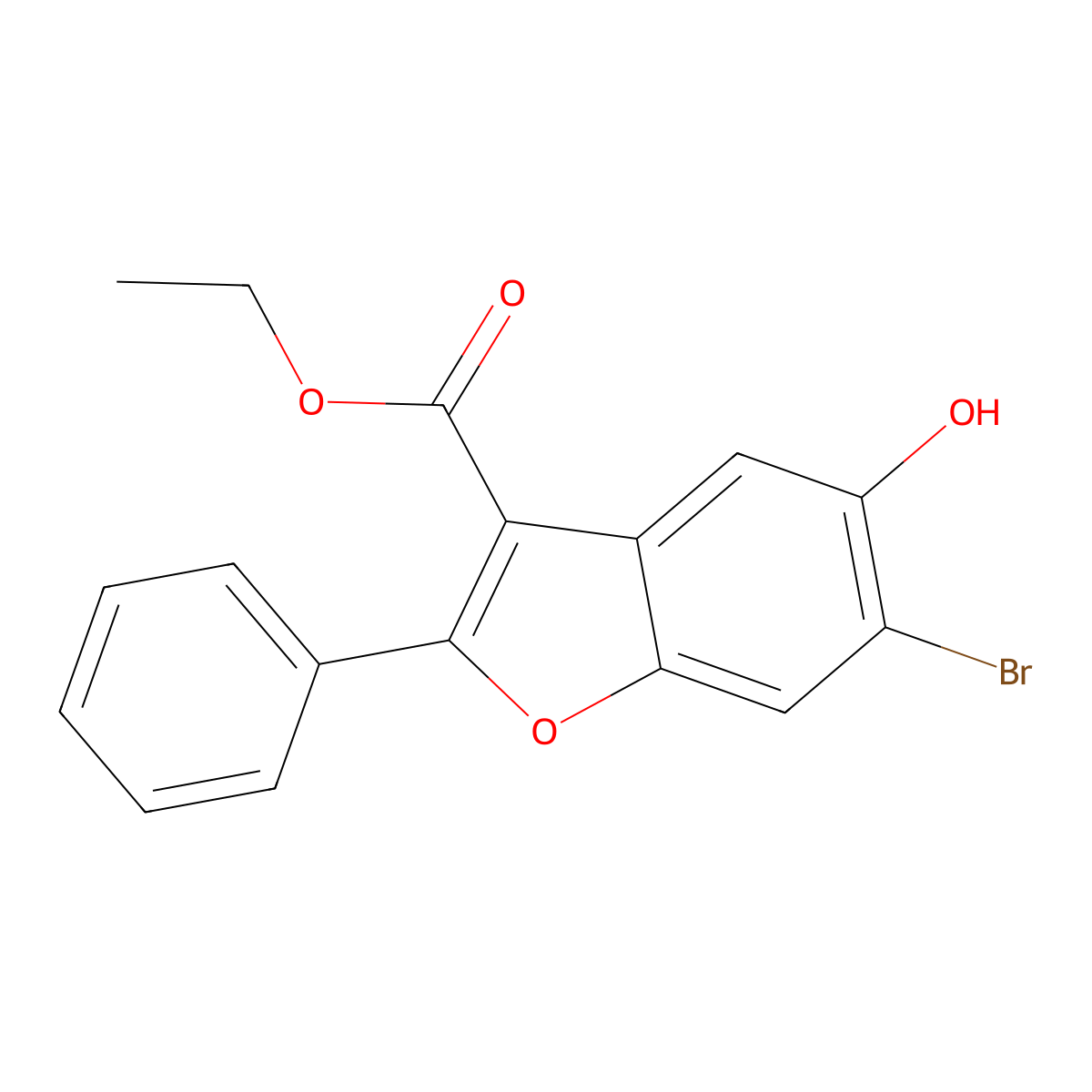 Ethyl 6-bromo-5-hydroxy-2-phenyl-1-benzofuran-3-carboxylate molecular structure, CAS 308295-21-8