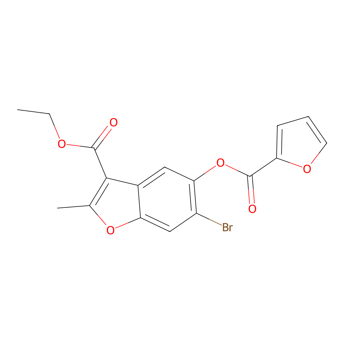 Ethyl 6-bromo-5-(furan-2-carbonyloxy)-2-methyl-1-benzofuran-3-carboxylate molecular structure, CAS 308295-29-6