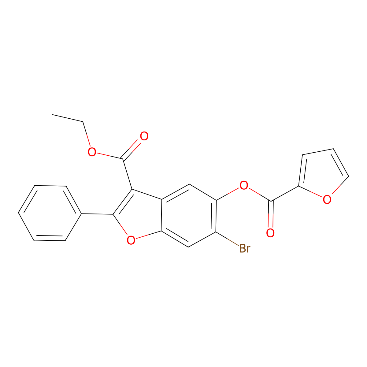 Ethyl 6-bromo-5-(furan-2-carbonyloxy)-2-phenyl-1-benzofuran-3-carboxylate molecular structure, CAS 308295-31-0
