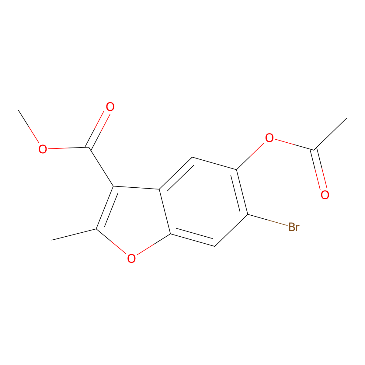 Methyl 5-(acetyloxy)-6-bromo-2-methyl-1-benzofuran-3-carboxylate molecular structure, CAS 308295-34-3