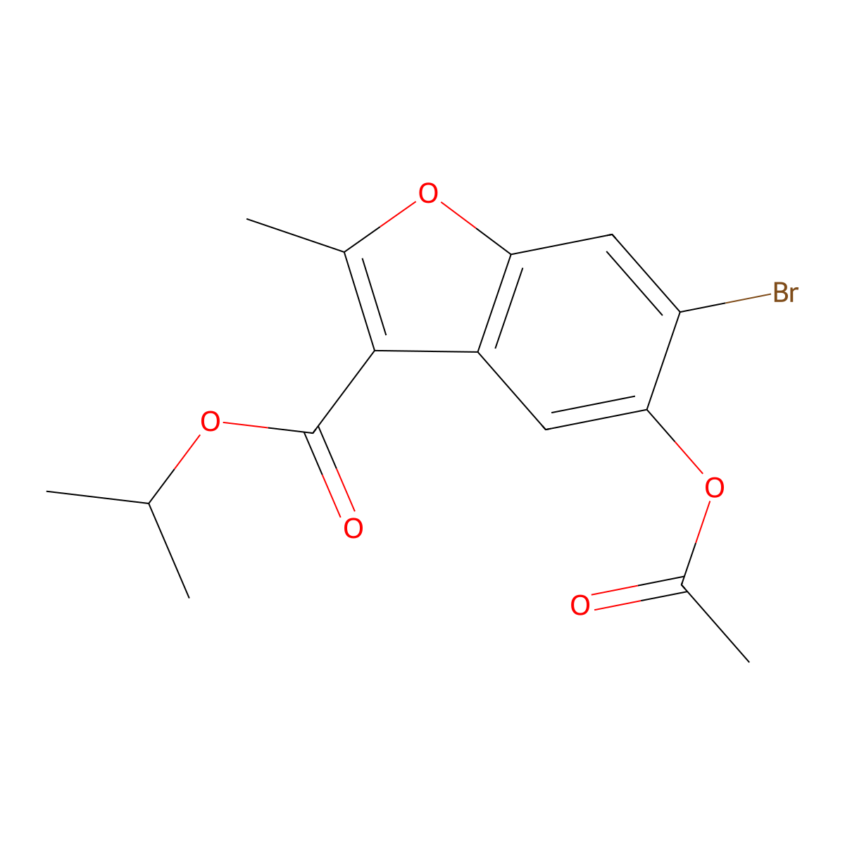 Propan-2-yl 5-(acetyloxy)-6-bromo-2-methyl-1-benzofuran-3-carboxylate molecular structure, CAS 308295-35-4