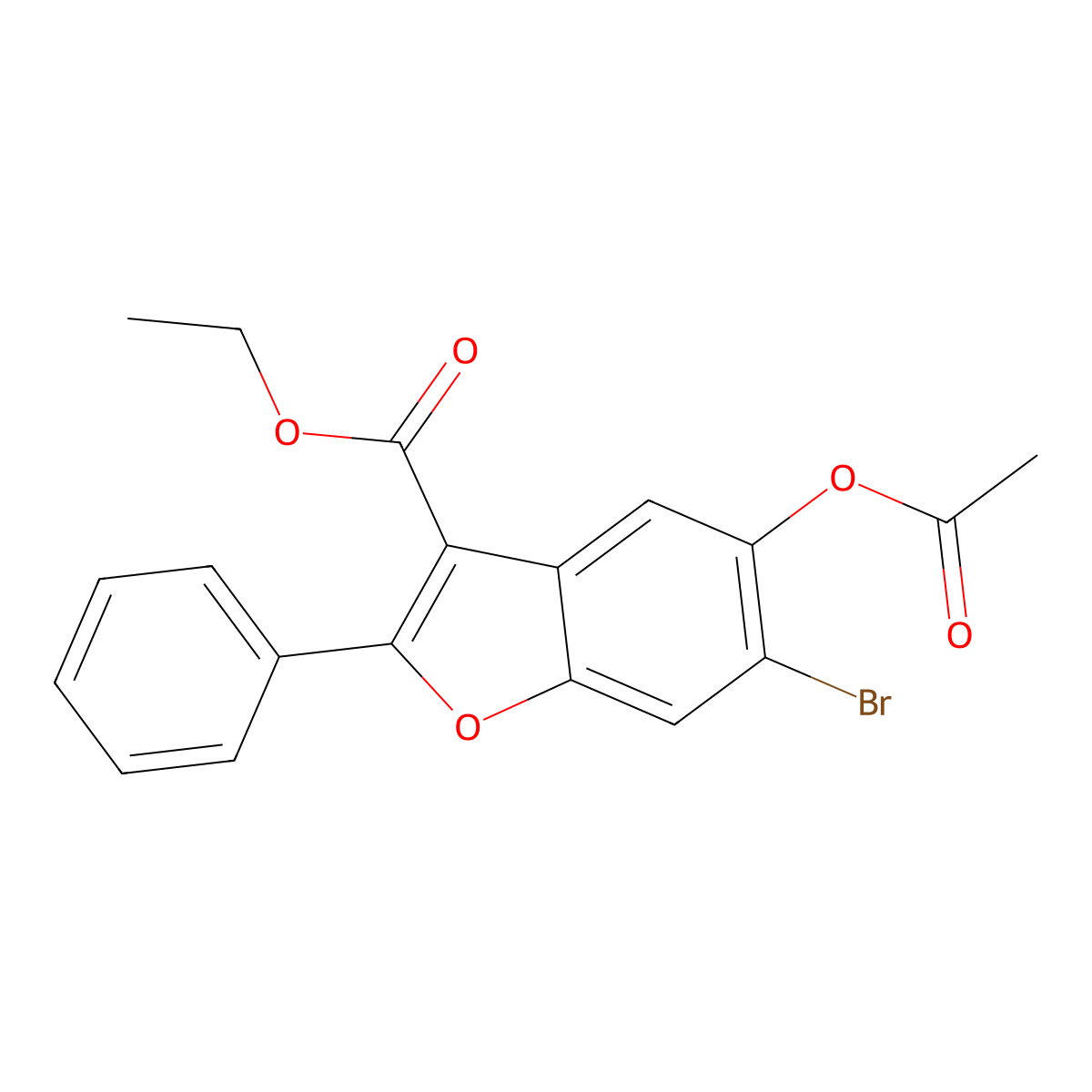 Ethyl 5-(acetyloxy)-6-bromo-2-phenyl-1-benzofuran-3-carboxylate molecular structure, CAS 308295-36-5