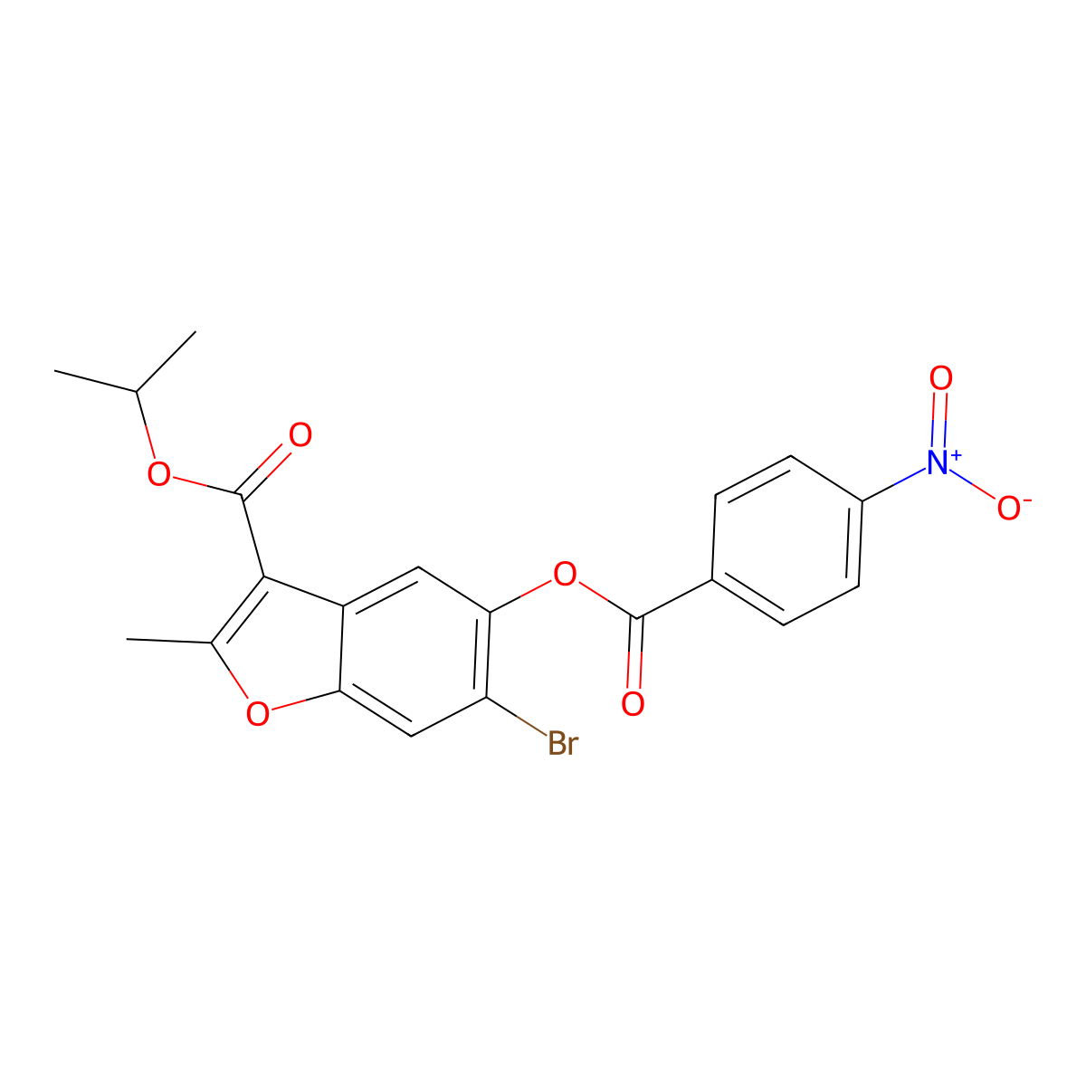 Isopropyl 6-bromo-2-methyl-5-((4-nitrobenzoyl)oxy)-1-benzofuran-3-carboxylate molecular structure, CAS 308295-37-6