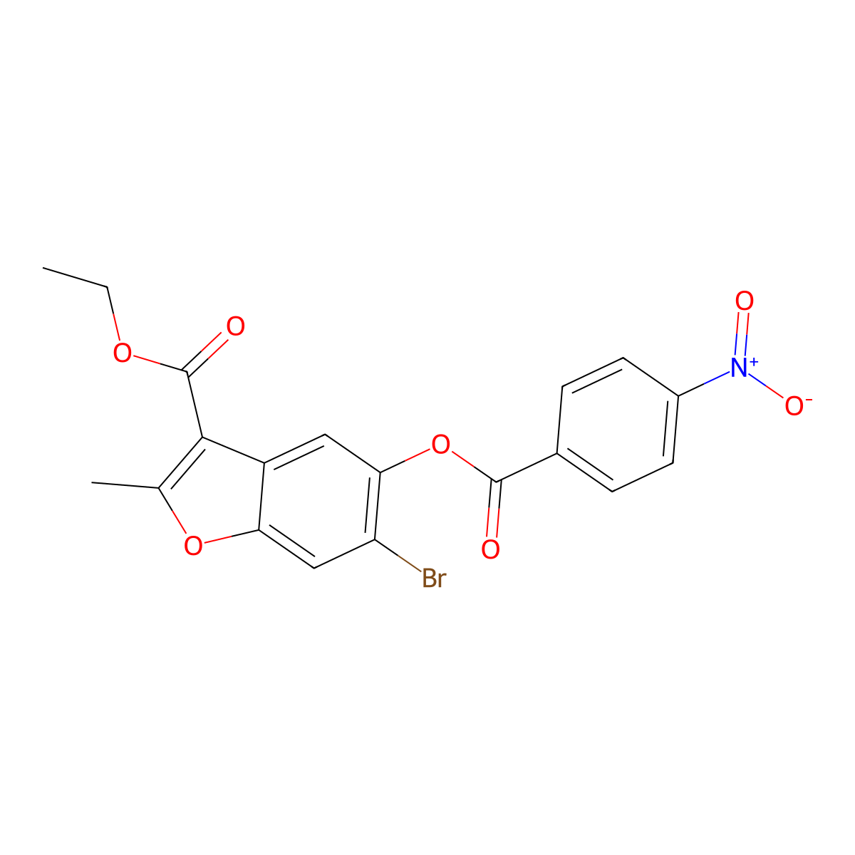 Ethyl 6-bromo-2-methyl-5-(4-nitrobenzoyloxy)-1-benzofuran-3-carboxylate molecular structure, CAS 308295-39-8