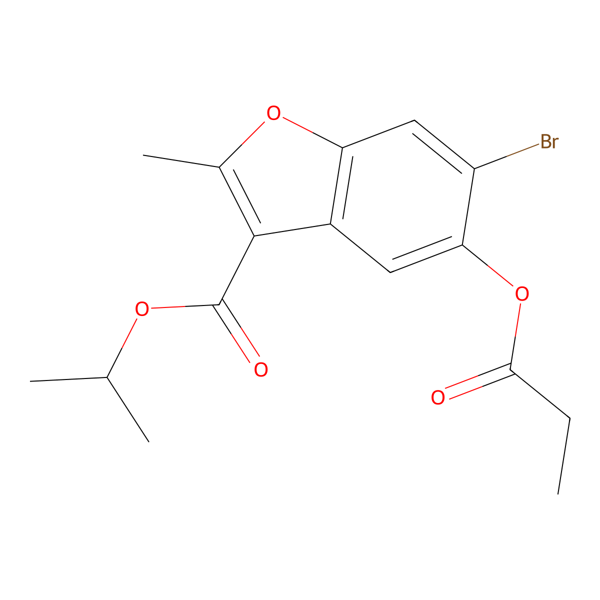 Propan-2-yl 6-bromo-2-methyl-5-(propanoyloxy)-1-benzofuran-3-carboxylate molecular structure, CAS 308295-43-4
