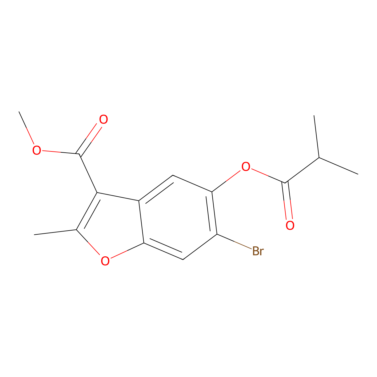 Methyl 6-bromo-2-methyl-5-[(2-methylpropanoyl)oxy]-1-benzofuran-3-carboxylate molecular structure, CAS 308295-45-6