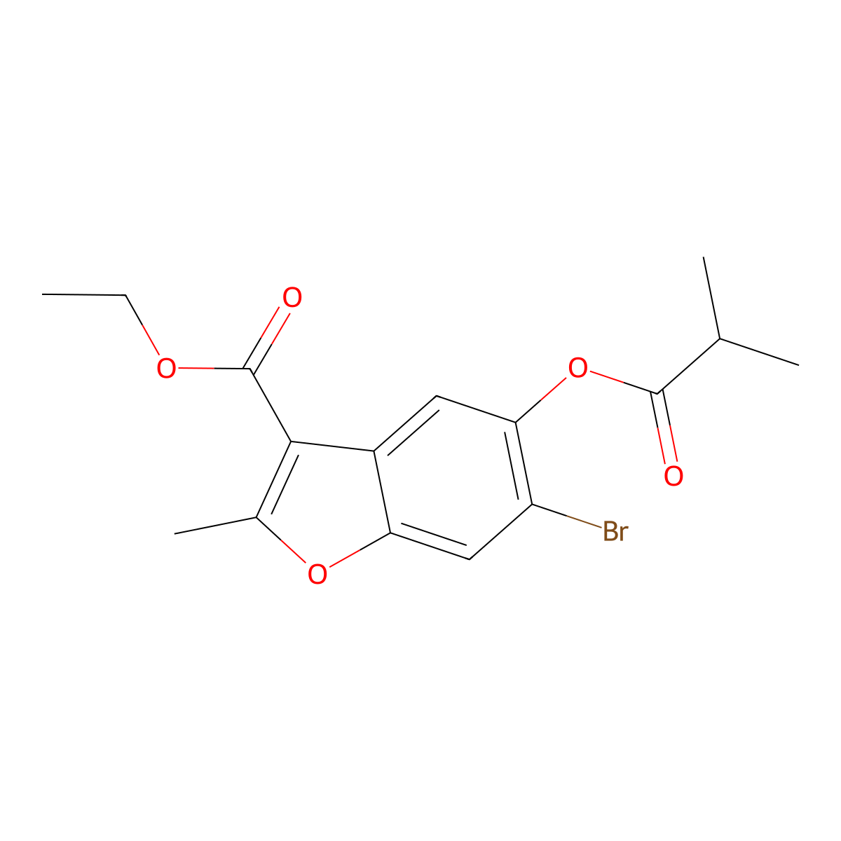 Ethyl 6-bromo-2-methyl-5-[(2-methylpropanoyl)oxy]-1-benzofuran-3-carboxylate molecular structure, CAS 308295-46-7