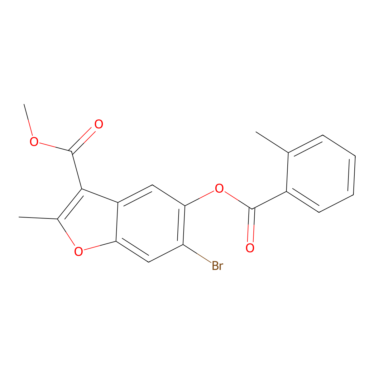 Methyl 6-bromo-2-methyl-5-(2-methylbenzoyloxy)-1-benzofuran-3-carboxylate molecular structure, CAS 308295-57-0