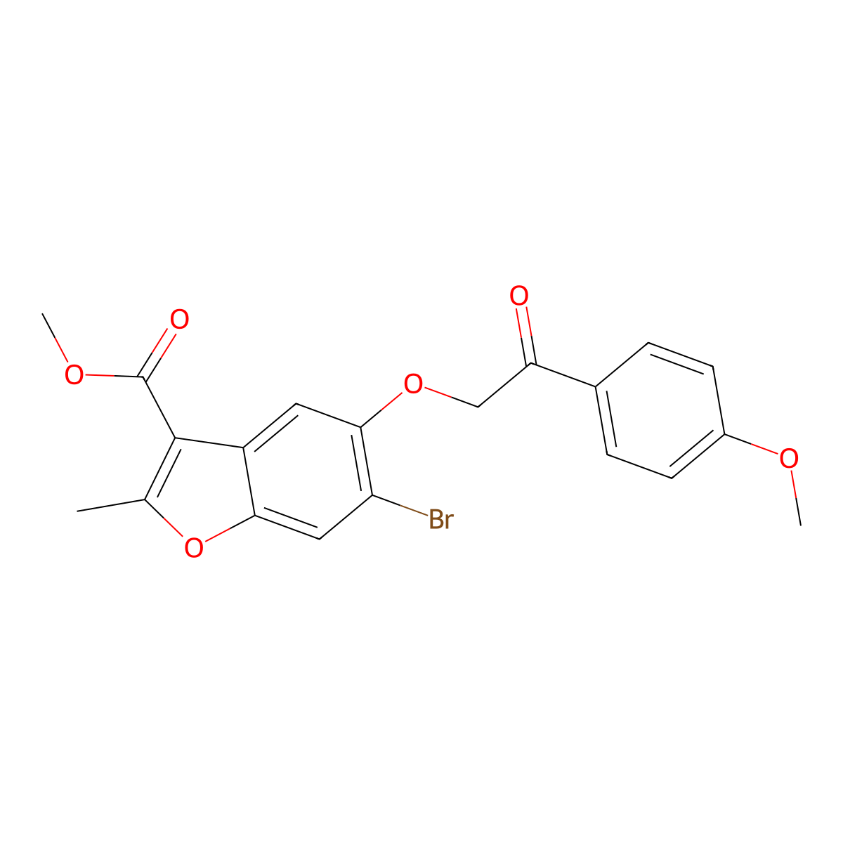 Methyl 6-bromo-5-[2-(4-methoxyphenyl)-2-oxoethoxy]-2-methyl-1-benzofuran-3-carboxylate molecular structure, CAS 308295-67-2