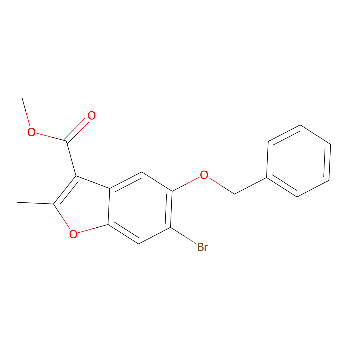 Methyl 5-(benzyloxy)-6-bromo-2-methyl-1-benzofuran-3-carboxylate molecular structure, CAS 308295-71-8