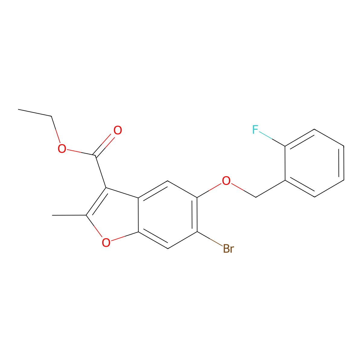 Ethyl 6-bromo-5-[(2-fluorophenyl)methoxy]-2-methyl-1-benzofuran-3-carboxylate molecular structure, CAS 308295-79-6