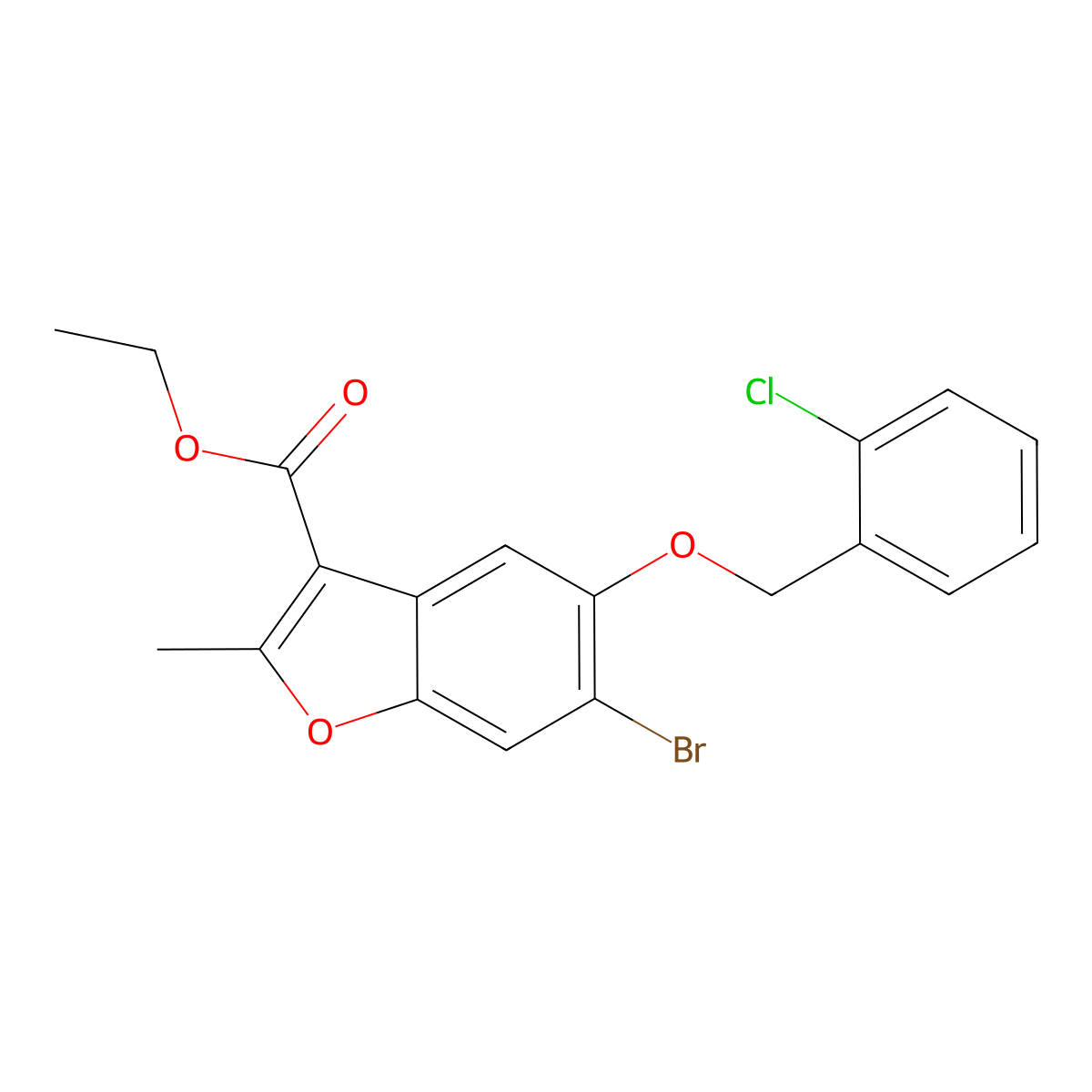 Ethyl 6-bromo-5-[(2-chlorophenyl)methoxy]-2-methyl-1-benzofuran-3-carboxylate molecular structure, CAS 308295-82-1