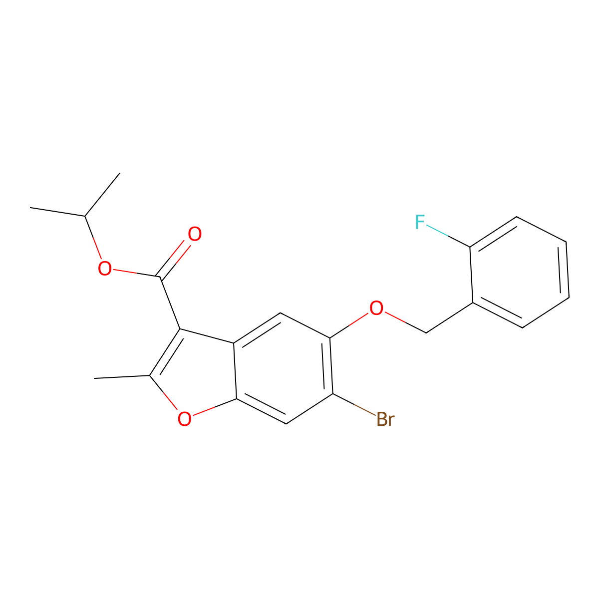 Propan-2-yl 6-bromo-5-[(2-fluorophenyl)methoxy]-2-methyl-1-benzofuran-3-carboxylate molecular structure, CAS 308295-86-5