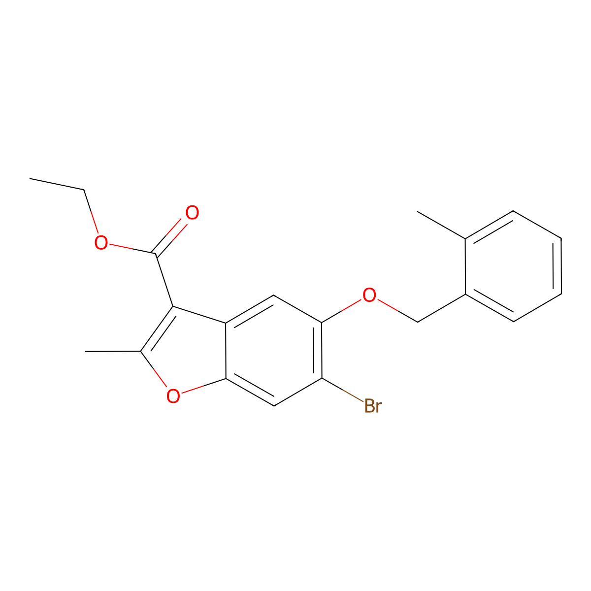 Ethyl 6-bromo-2-methyl-5-[(2-methylphenyl)methoxy]-1-benzofuran-3-carboxylate molecular structure, CAS 308295-90-1