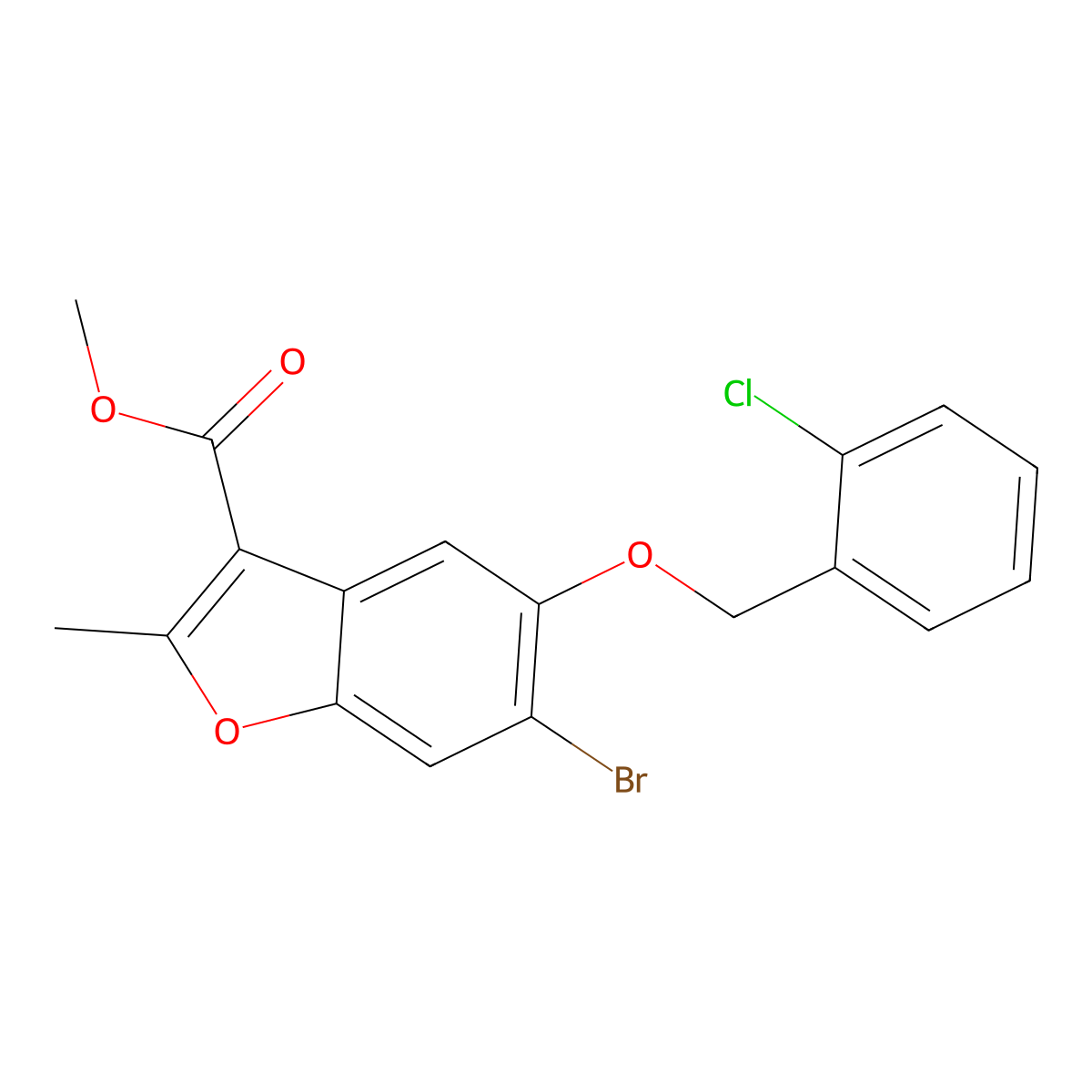 Methyl 6-bromo-5-[(2-chlorophenyl)methoxy]-2-methyl-1-benzofuran-3-carboxylate molecular structure, CAS 308295-91-2