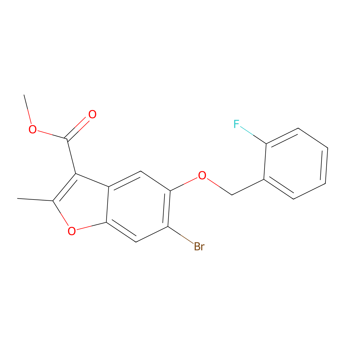 Methyl 6-bromo-5-[(2-fluorophenyl)methoxy]-2-methyl-1-benzofuran-3-carboxylate molecular structure, CAS 308295-92-3