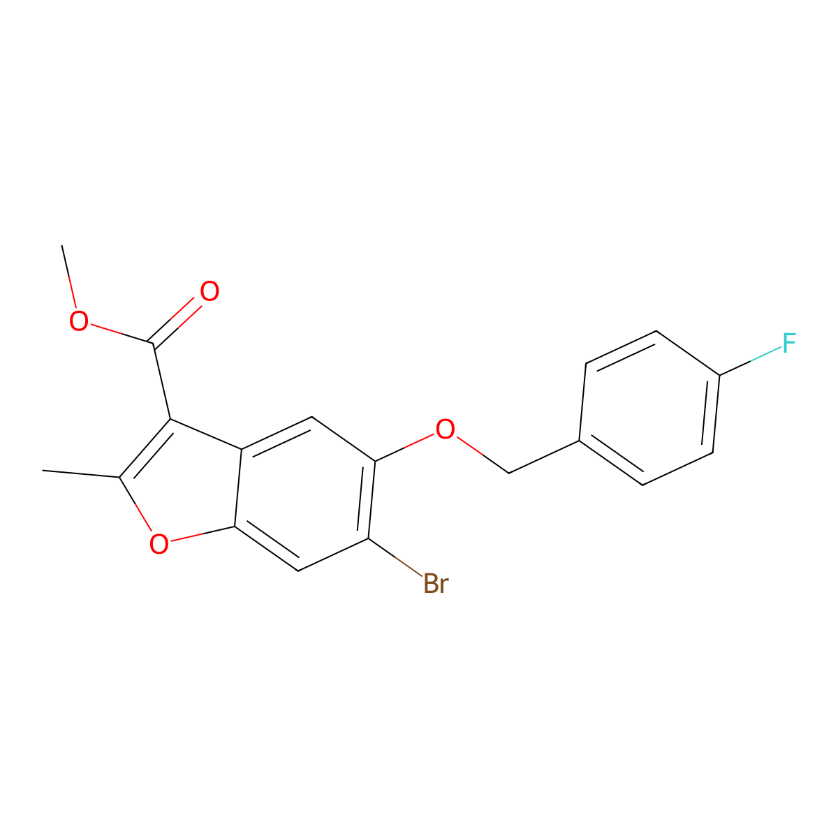 Methyl 6-bromo-5-[(4-fluorophenyl)methoxy]-2-methyl-1-benzofuran-3-carboxylate molecular structure, CAS 308295-96-7
