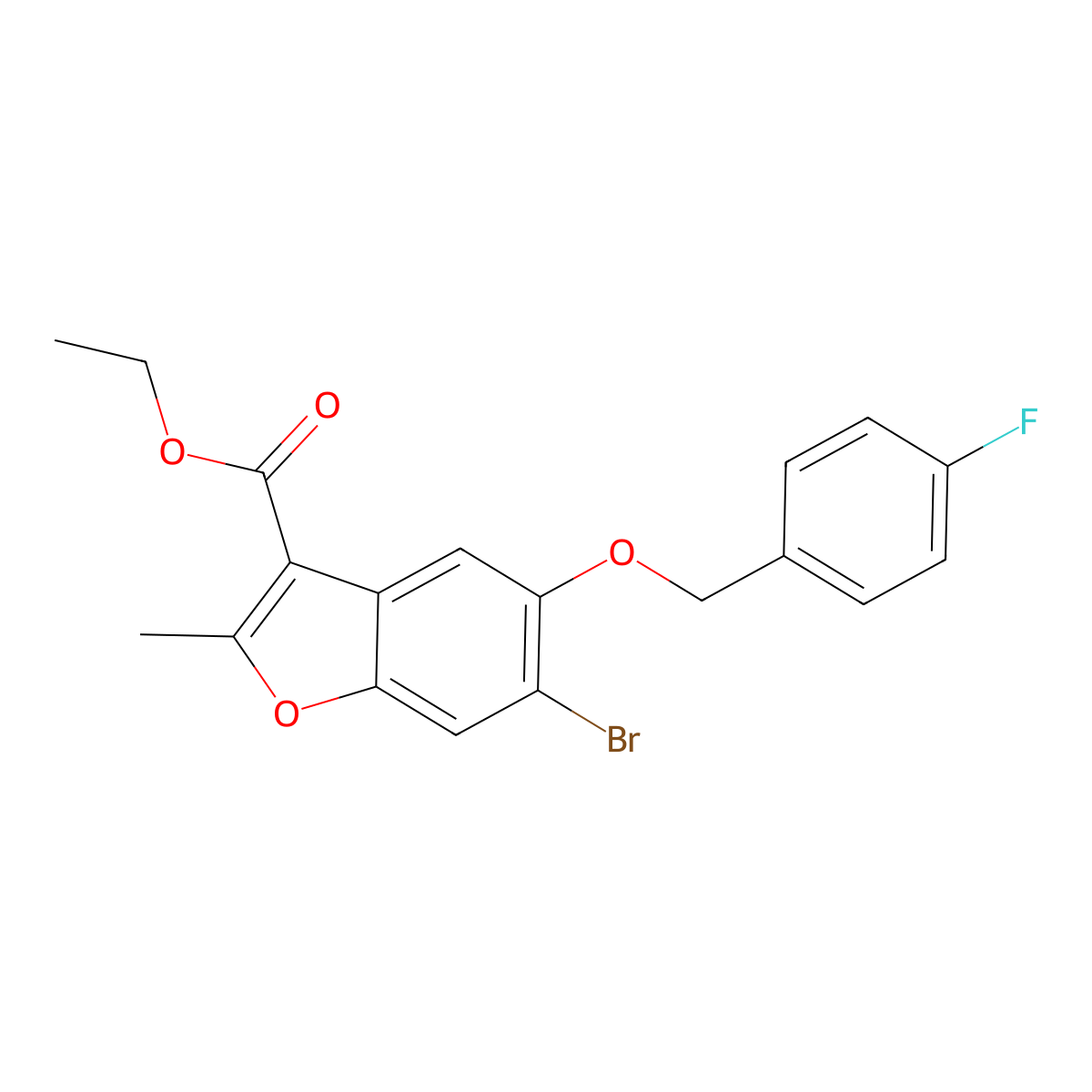 Ethyl 6-bromo-5-[(4-fluorophenyl)methoxy]-2-methyl-1-benzofuran-3-carboxylate molecular structure, CAS 308295-98-9