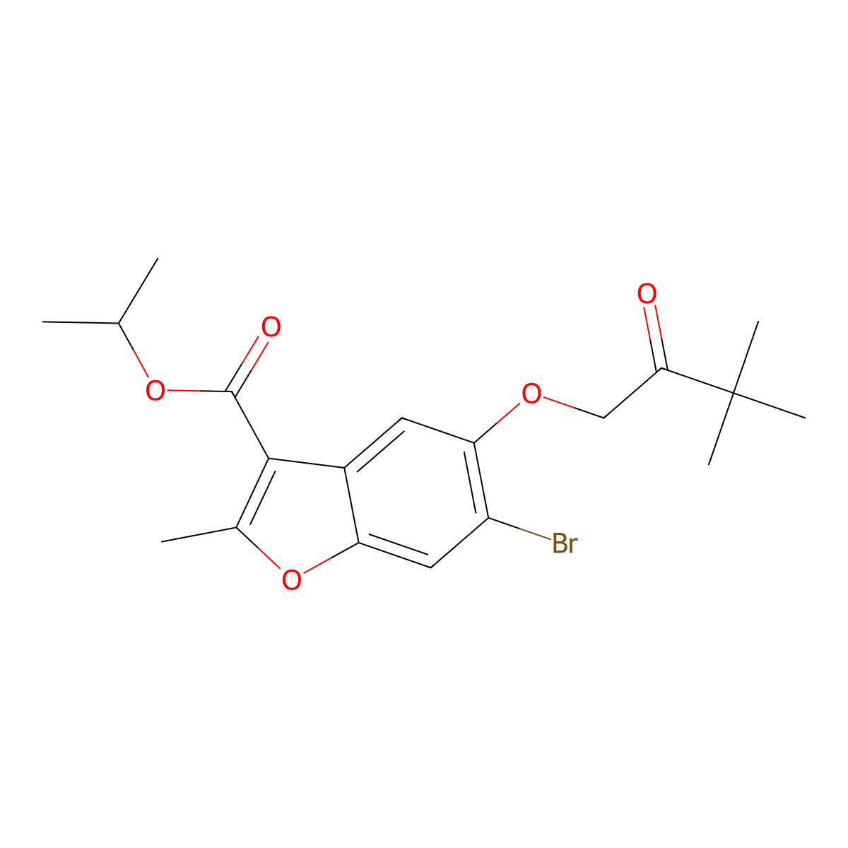 Propan-2-yl 6-bromo-5-(3,3-dimethyl-2-oxobutoxy)-2-methyl-1-benzofuran-3-carboxylate molecular structure, CAS 308295-99-0