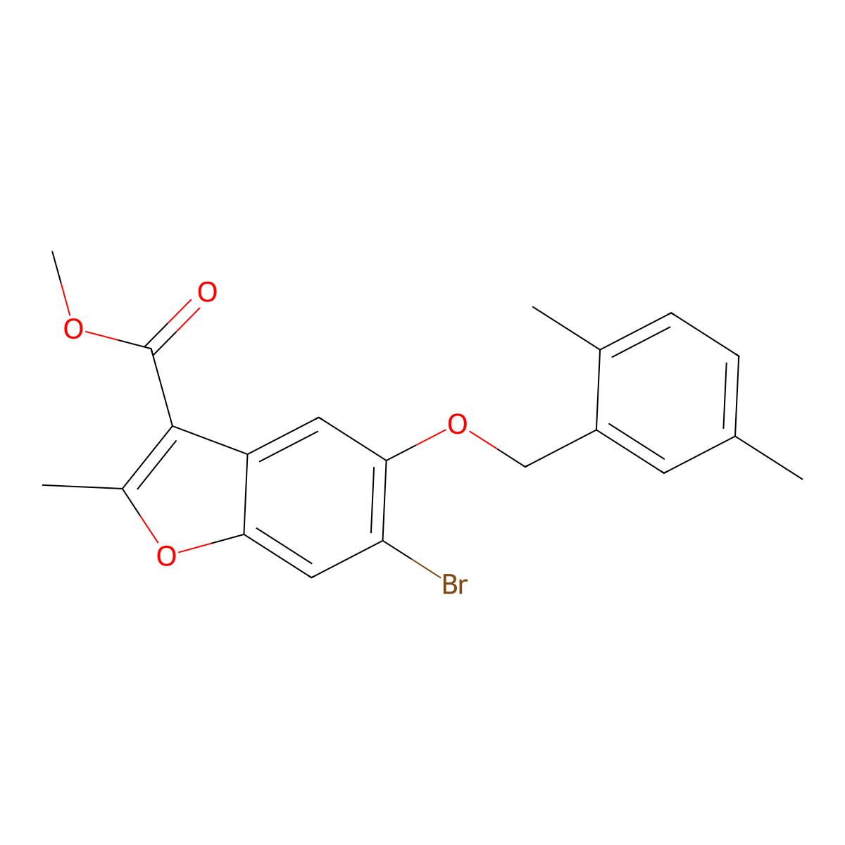 Methyl 6-bromo-5-[(2,5-dimethylphenyl)methoxy]-2-methyl-1-benzofuran-3-carboxylate molecular structure, CAS 308296-05-1