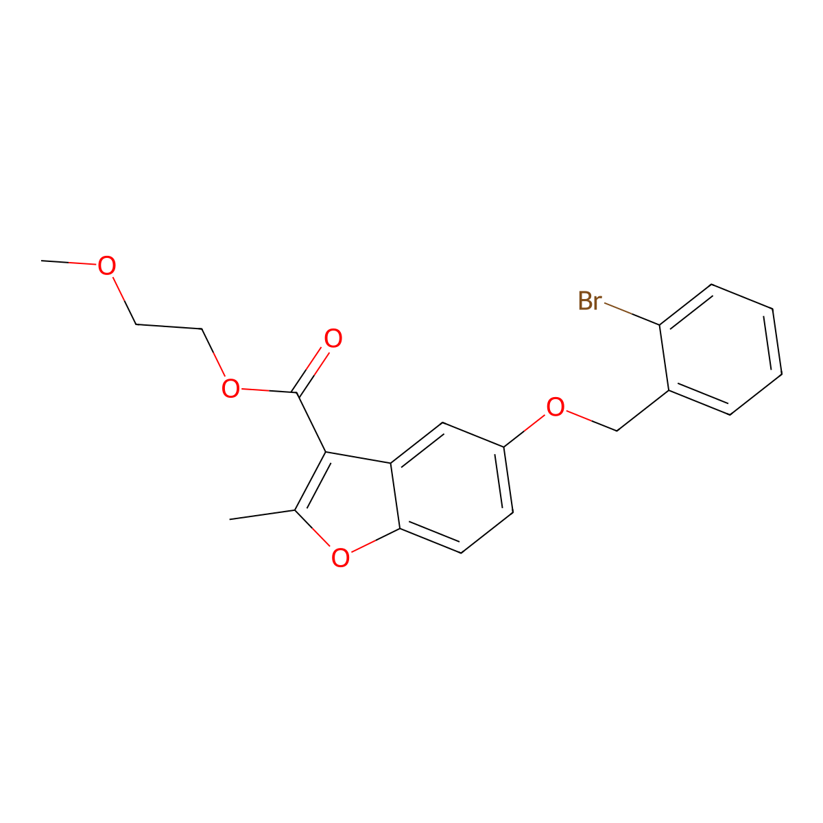 2-Methoxyethyl 5-[(2-bromophenyl)methoxy]-2-methyl-1-benzofuran-3-carboxylate molecular structure, CAS 308296-12-0