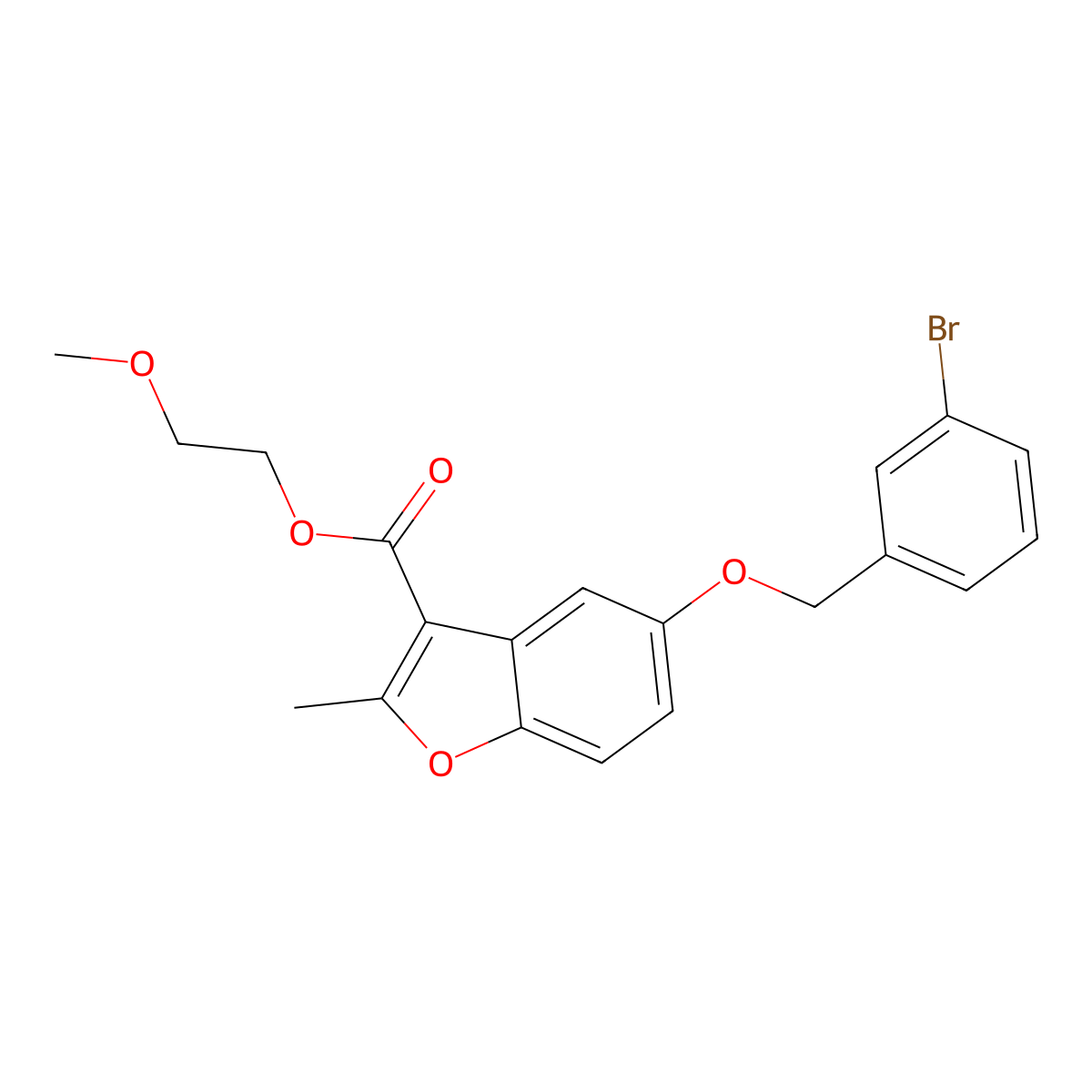2-Methoxyethyl 5-[(3-bromophenyl)methoxy]-2-methyl-1-benzofuran-3-carboxylate molecular structure, CAS 308296-15-3