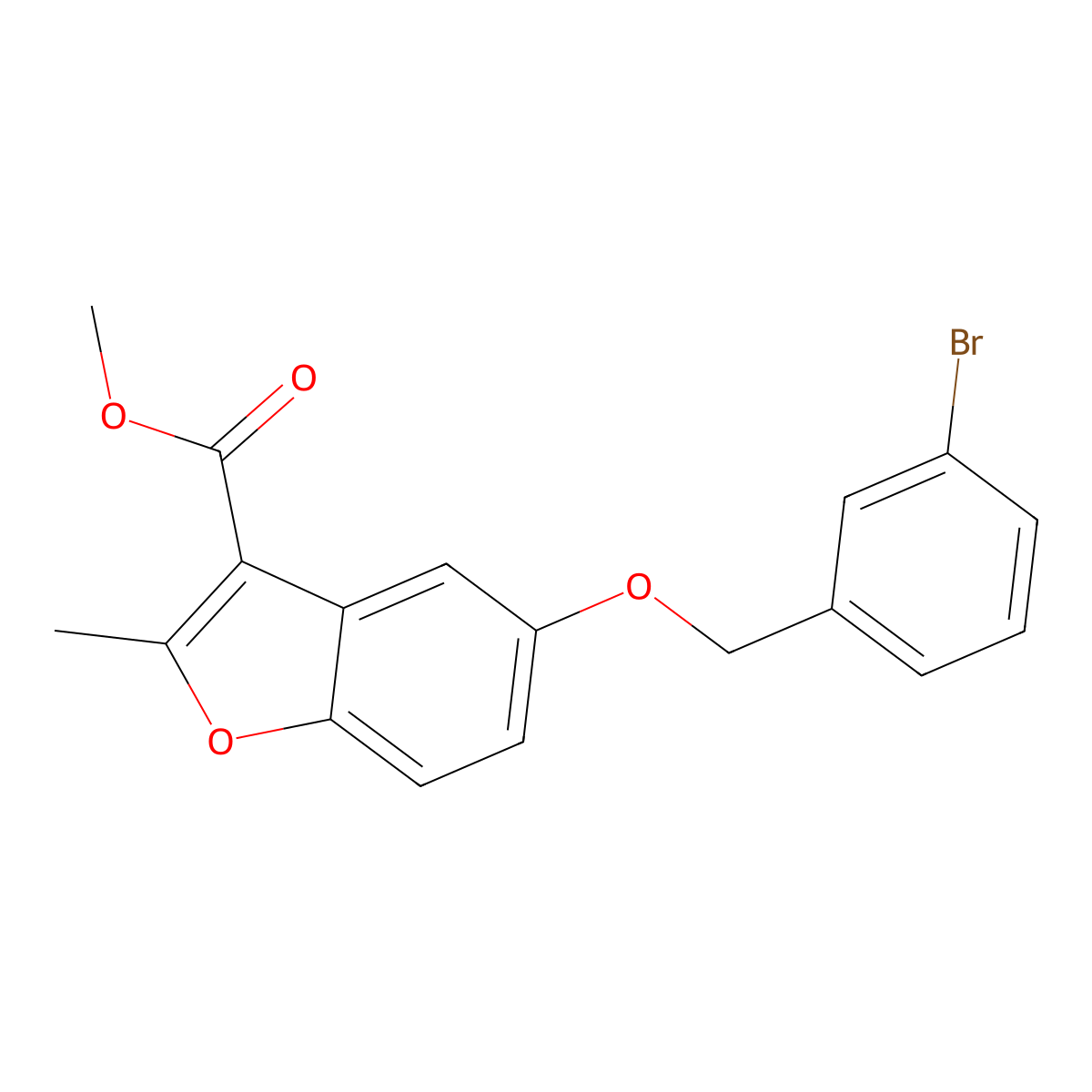 Methyl 5-[(3-bromophenyl)methoxy]-2-methyl-1-benzofuran-3-carboxylate molecular structure, CAS 308296-17-5