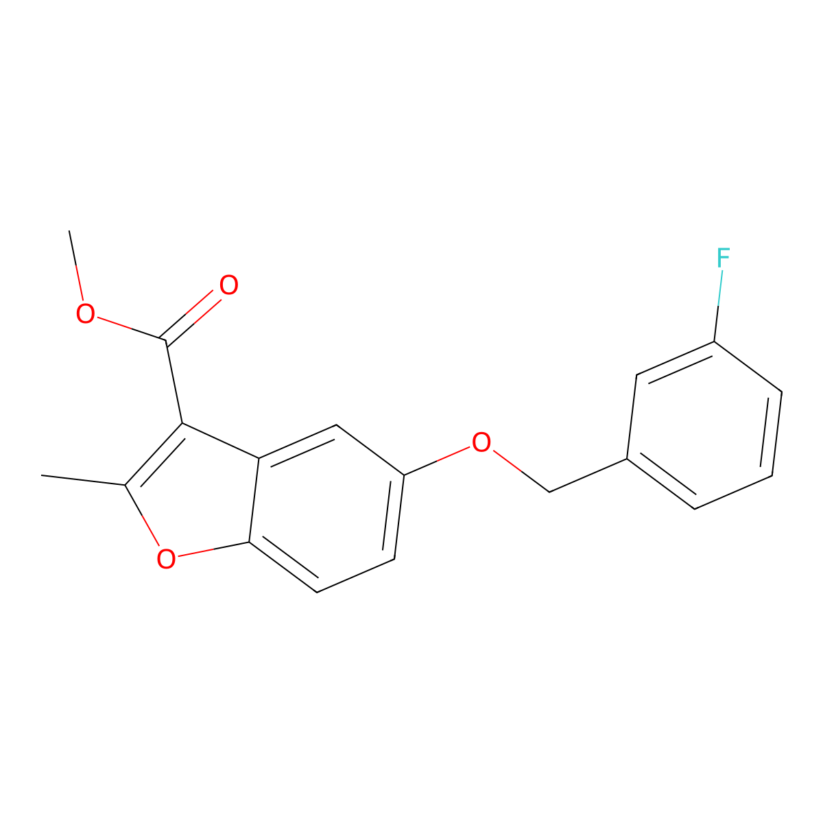 Methyl 5-[(3-fluorophenyl)methoxy]-2-methyl-1-benzofuran-3-carboxylate molecular structure, CAS 308296-18-6